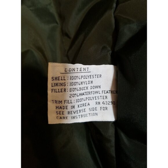 Vintage Gallery Coat Duck Down Long Green Quilted Double Breasted Tag L Fits XL - Picture 8 of 9